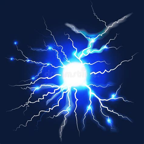 Lightning on Dark Blue Background. Vector Stock Vector - Illustration of background, effect ...