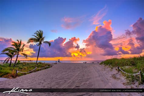 Pompano Beach Pier Beach Entrance Sunrise | Royal Stock Photo