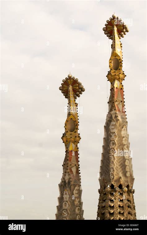 Sagrada Família church, tower tops, Barcelona, Spain Stock Photo - Alamy