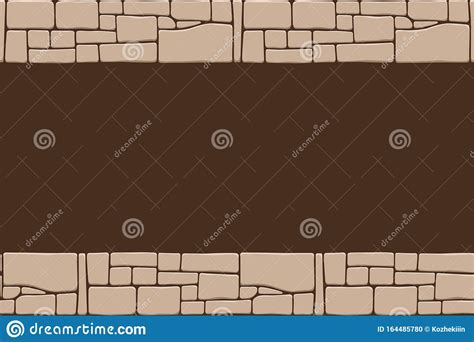 Seamless Stones Border, Stone Wall Texture Stock Vector - Illustration of ornament, print: 164485780