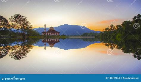 Beautiful View of Darul Quran Mosque with Reflections during Sun Stock Photo - Image of ...