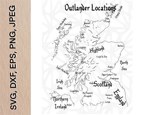 Outlander Locations Map Svg Dxf EPSPNG Jpeg Digital - Etsy Canada