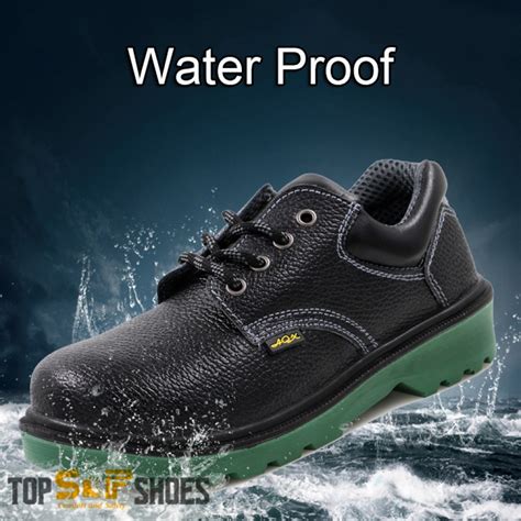 Waterproof Leather Green Sole Anti-Smashing Steel Toe Work Safety Shoes ...