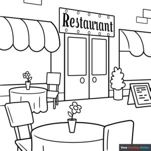 Restaurant Coloring Page | Easy Drawing Guides