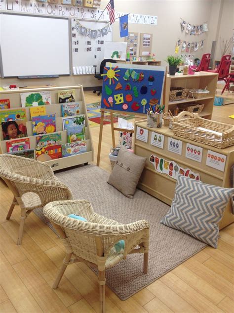 reading area. Those chairs are so cute! Preschool Classroom Setup ...