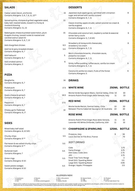 Menu at Clayton Hotel Manchester Airport pub & bar, Ringway