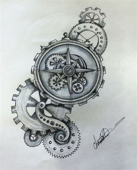 compass with gears tattoo - strackandvantilhighland