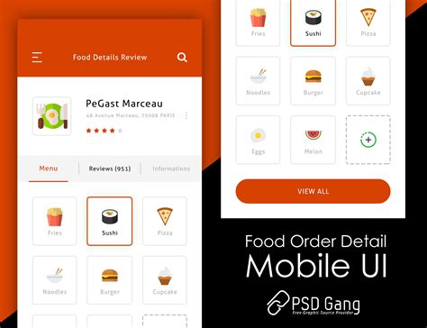 Food delivery app design free PSD