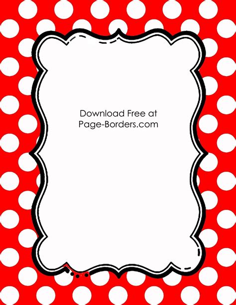 Free Polka Dot Border Templates in 16 Colors | Clip art borders, Border ...