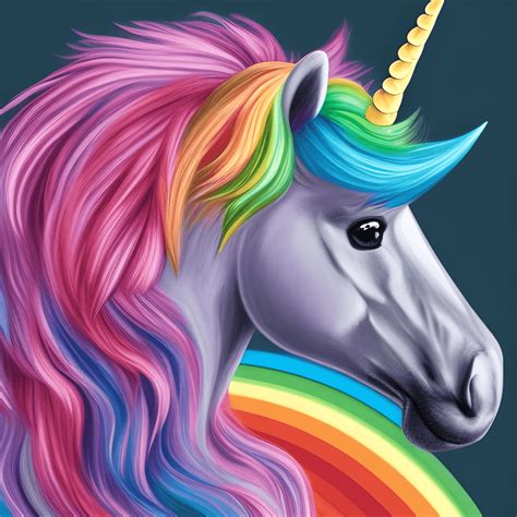 Hyper Realistic Unicorn with Rainbow Mane Illustration · Creative Fabrica