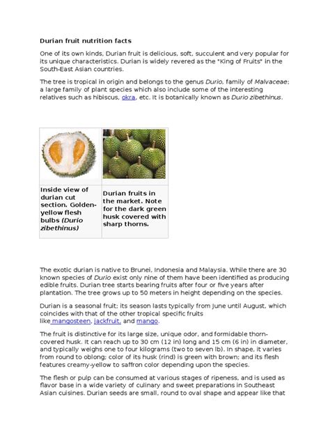 Durian Fruit Nutrition Facts | Magnesium | Nutrition