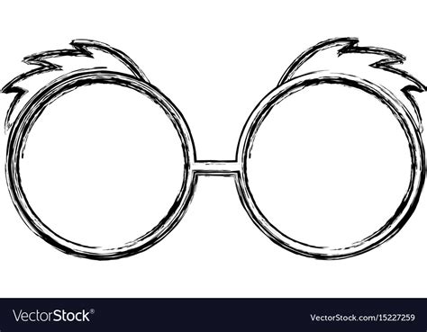 Sketch draw glasses cartoon Royalty Free Vector Image