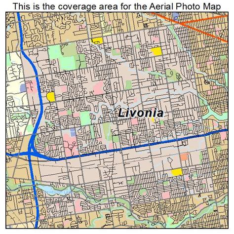 Aerial Photography Map of Livonia, MI Michigan