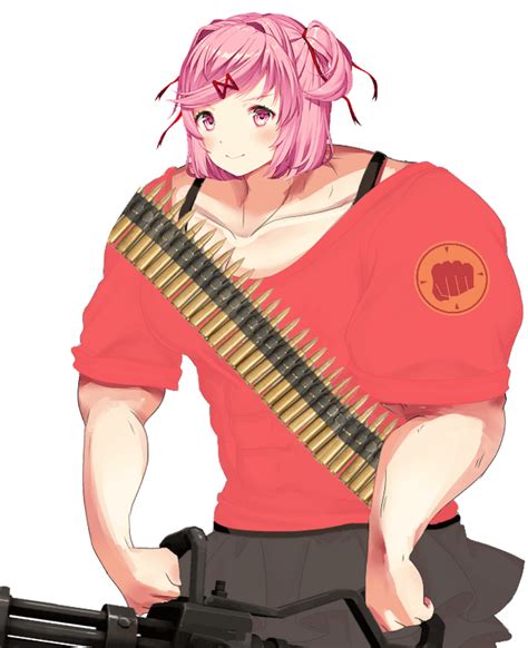 Buffsuki but she's cosplaying Heavy from TF2 : DDLC