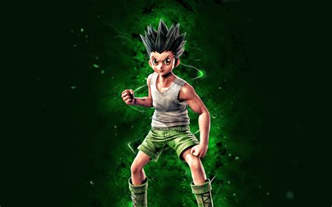 Download wallpapers Gon Freecss, 4K, green neon lights, Hunter x Hunter, Rookie Hunter, Gon ...