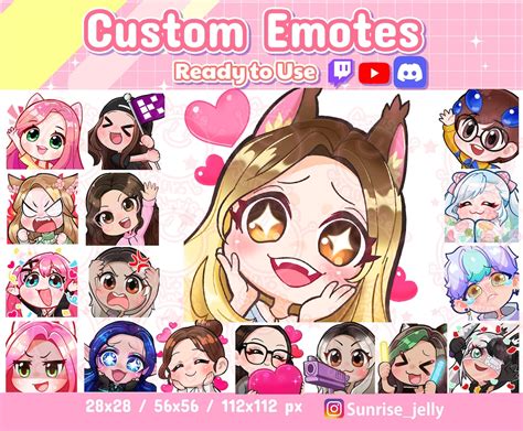 Custom Emotes / Twitch Emoji for Streamer / Twitch / Discord / Youtube / Cute Chibi Anime Style ...