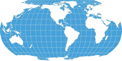 Robinson Projection World Map With Grid And Americas Centered Vector, Atlantic, Meridian, Center ...