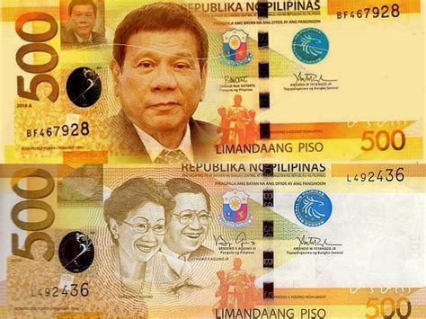 Which do prefer, Rodrigo Duterte or the Aquinos on 500 Philippine Peso Bill Bank Note? | The ...