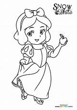 Cute Little Snow White  Coloring Pages For Kids sketch template