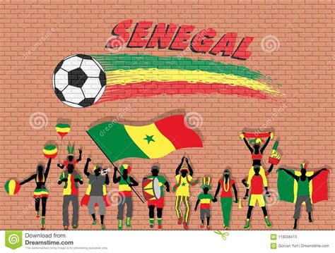 Senegalese Football Fans Cheering with Senegal Flag Colors in Fr Stock ...