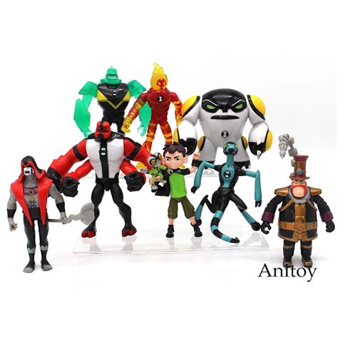 Ben 10 Ben Tennyson Four arms Grey Matter Kineceleran Diamondhead Heatblast PVC Action Figures ...