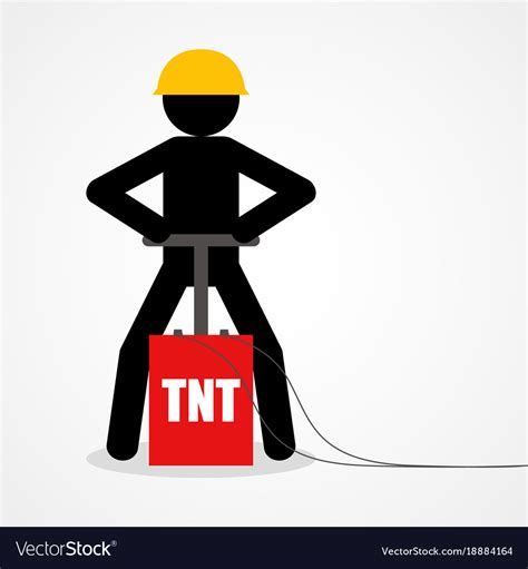 Stick figure detonating a tnt Royalty Free Vector Image