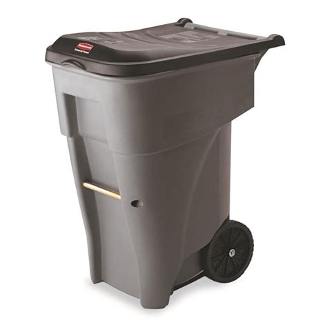 Shop Rubbermaid Commercial Products Brute Rollout 65-Gallon Gray Outdoor Wheels Garbage Can Lid ...