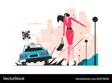 Taxi car splattering woman Royalty Free Vector Image