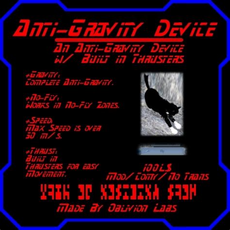 Second Life Marketplace - Anti-Gravity Device