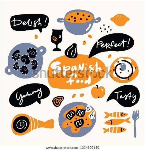 Spanish Food Hand Drawn Illustration Made Stock Vector (Royalty Free) 1334502680 | Shutterstock