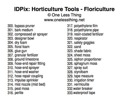 Horticulture Tools ID, IDPix Cards - One Less Thing