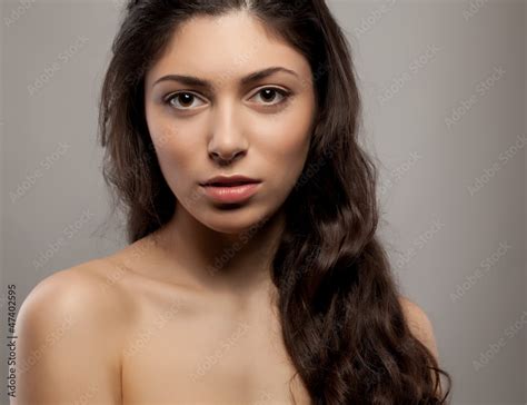 Close-up front view portrait of a beauty young female face Stock Photo | Adobe Stock