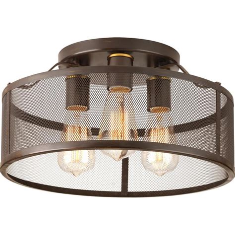 Shop Progress Lighting Swing 15-in W Antique Bronze Ceiling Flush Mount Light at Lowes.com