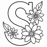 Alphabet S coloring Page With The Flower S Letter Digital Outline  sketch template