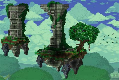 Sky island ruins | Terrarium base, Terrarium, Terraria house design