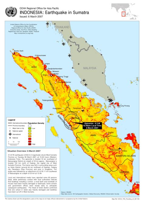 Indonesia: Earthquake in Sumatra (as of 6 Mar 2007) - Situation map | OCHA