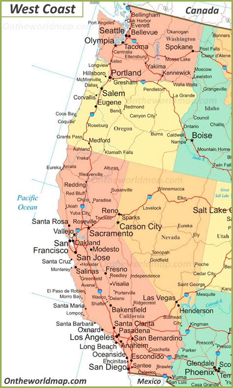 Printable West Coast Map