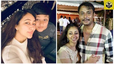 Darshan Wife Beautiful Photos With Son Vineesh | Challenging Star ...