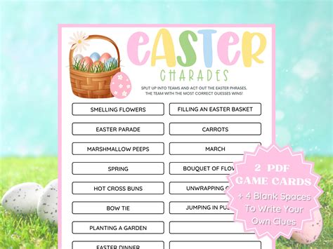 Charades Printable Easter Game Charades for Kids Printable - Etsy