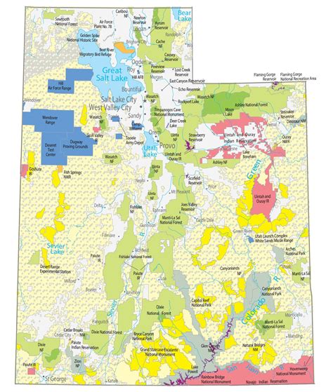 Utah State Map - Places and Landmarks - GIS Geography