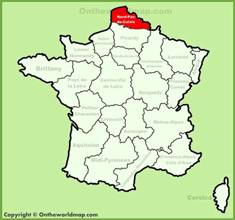 Nord-Pas-de-Calais location on the France map - Ontheworldmap.com