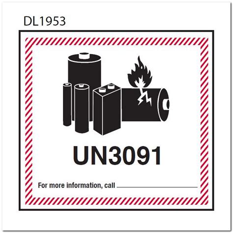 Blank Lithium Metal Battery UN3091 Labels (500 per Roll)