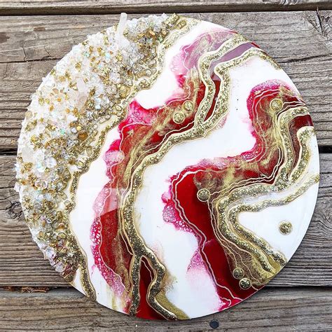 Red Resin Geode, 12" Diameter, Geode Resin Art, Round Resin Geode in ...