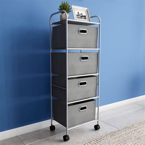 Buy 4 Drawer Rolling Storage Cart on Wheels– Portable Storage Organizer ...