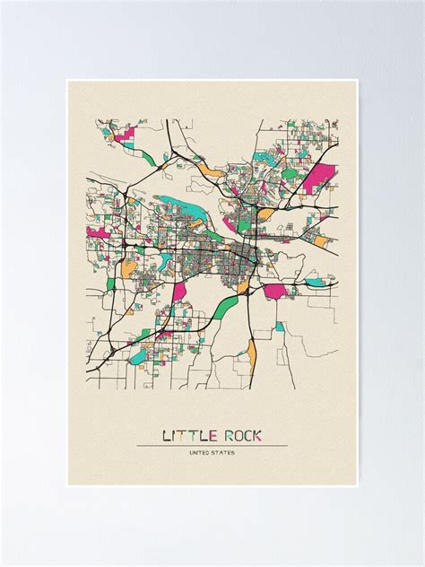 "Little Rock, Arkansas Street Map" Poster by geekmywall | Redbubble