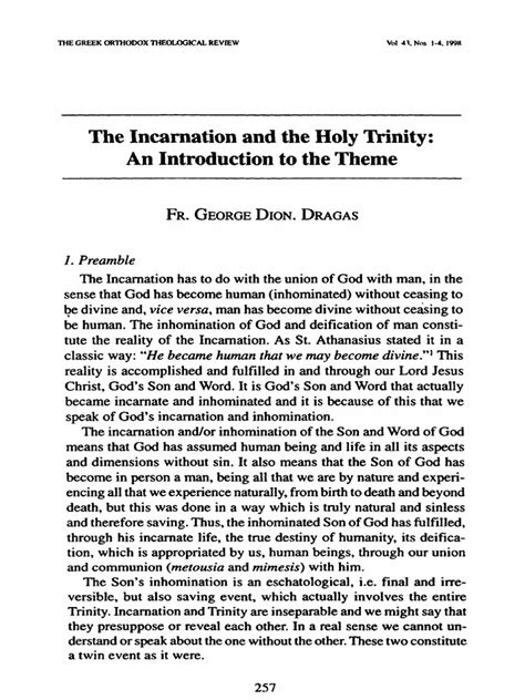 Incarnation and The Holy Trinity | PDF