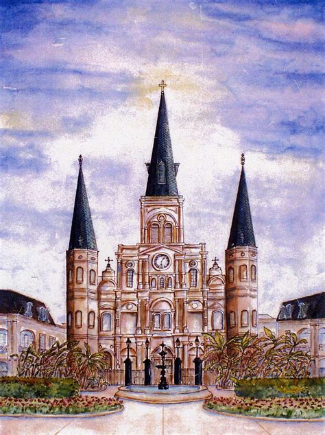 St. Louis Cathedral Daytime Painting by Catherine Wilson