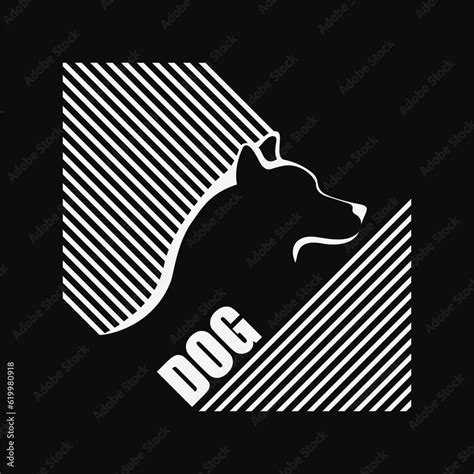 Dog logo design. creative black and white emblem. Vector illustration ...