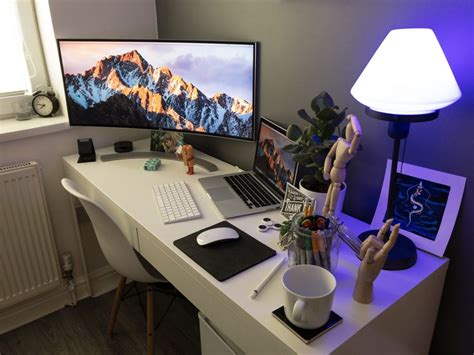 Desk Setup Ultrawide curved monitor macbook | Computer desk setup, Desk inspiration, Desk setup