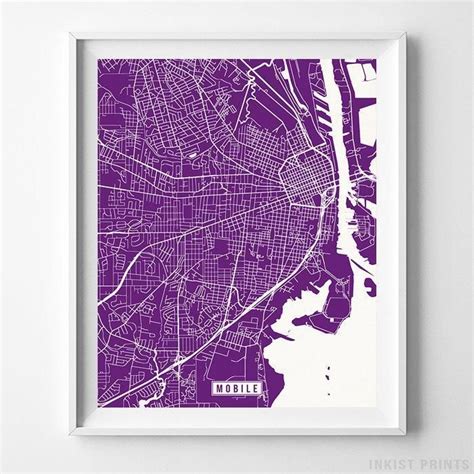 Mobile, Alabama Street Map Vertical Print - Click Photo for Details - # ...